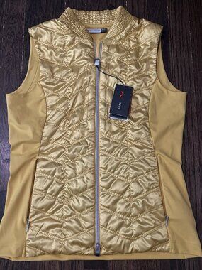 KJUS Retention Vest Golf Blue Stretch Yellow Womens Regular Fit Size M / 38 $249
